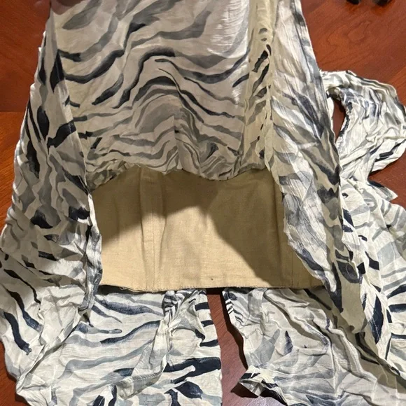 Stone Cold Fox holy tube corset Blue and Cream abstract Print Blouse - Picture 3 of 6